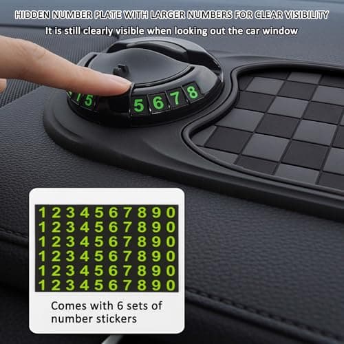 Multifunctional Vehicle-Mounted Anti-Slip Mat, Rotatable Anti Skid Car Dashboard Pad, 2025 Upgraded Universal Car Phone Mount Silicone Cars Pad Mat with Temporary Parking Numbe (Brown A) — view 5