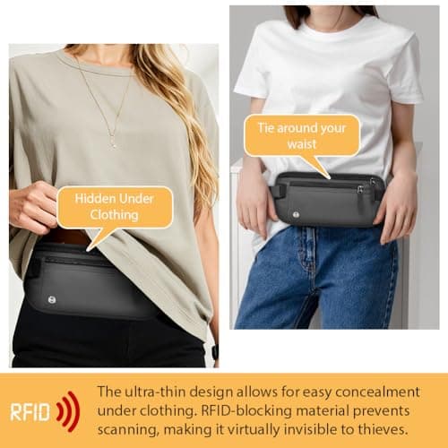 DiULi Money Belt Ultra Comfort Hidden Travel, RFID Secure Bum Bag with Breathable Mesh, Anti-Theft Waist Pouch for Phone & Passport, Men & Women,Waist Bag for Hiking & Walks,Dark Gray — view 6