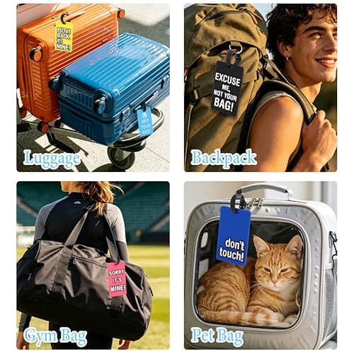 Srotmirw 5Pcs Assorted Colour Funny Slogan Silicone Luggage Tags — view 6