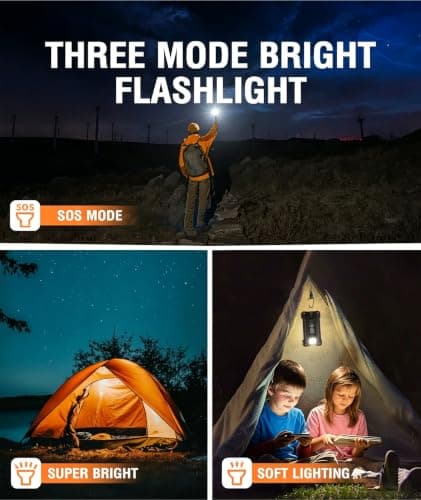 Solar Power Bank 26800 mAh with 4 Solar Panels, Power Bank USB-C 18W Quick Charge for Compatible Phones, IPX7 Waterproof Outdoor External Batteries with Flashlight Light/SOS/Strobe — view 5