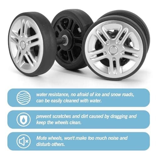 Volein 8 Pcs Suitcase Replacement Double Wheels, 50mm Wear Resistant Luggage Wheels Replacement with Bearings Spare Casters Kit for Worn Suitcase Tyres(Silver-V12) — view 4