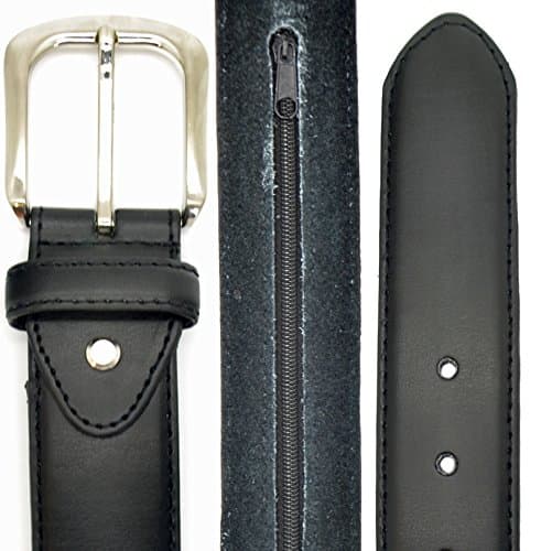 Lambland Mens 1.5" 40mm Leather Belt with Hidden Valuable Pocket in Black Size Medium — view 5