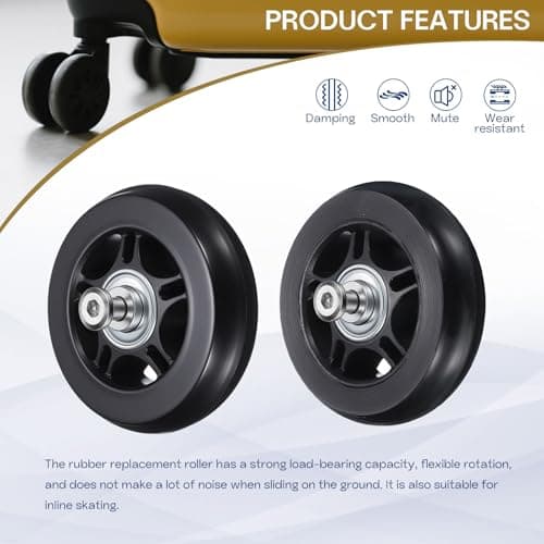HIPICCO Luggage Suitcase Replacement Wheels, 70x24mm Caster Repair Kit — view 5