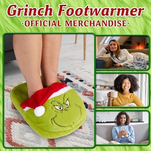 The Grinch Foot Warmer Women Teens UK 2-13.5, Kuromi Non Electric Fleece Foot Muff Adults, Natural Heated Non Slip, Arthritis Muscle Pain (Green Grinch) — view 2