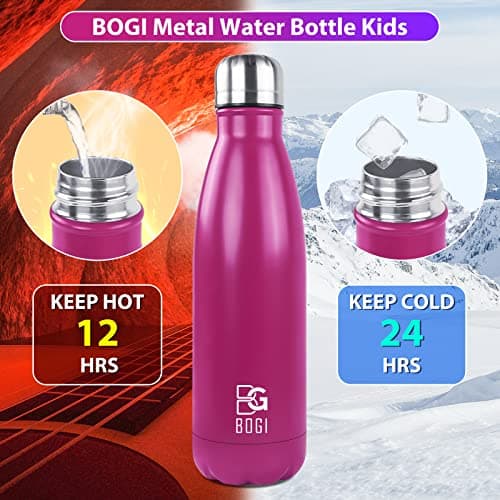 Bogi 17 Ounce Travel Mug Double-Walled Drinks Bottle Stainless Steel Water Bottle for Outdoor Sports Hiking Camping Cycling Office and Everyday Use, Cold For 12 Hours & 24 Hot + 1 Brush Gift, hot pink — view 4