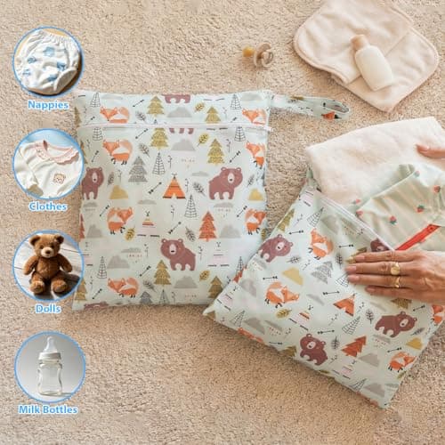 Aomig Waterproof Wet Bags 2 Pcs Reusable Nappy Bag Organiser(Forest) — view 5