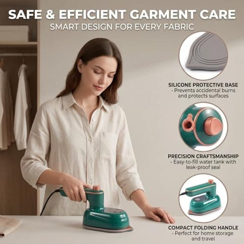 Travel Steam Iron, Foldable Mini Steam Iron Handheld, Travel Steamer for Clothes Supports Wet and Dry Ironing, 15s Fast Heat Up, Portable Steamer Iron for Home and Travel — view 5