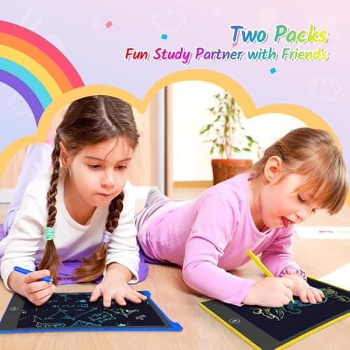 TECJOE 2 Pack LCD Writing Tablet, 10 Inch Colorful Doodle Board for Kids, Electronic Drawing Tablet Drawing Pads,Kids Travel Games Activity for Learning,Gifts for 3–6-Year-Old (Dark Blue and Yellow) — view 6