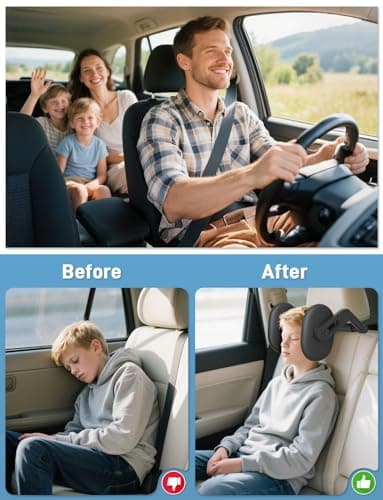 Oasser Car Seat Headrest Pillow, Detachable and Adjustable 360° Rotation Double Sided Support Head and Support for Adult and Kids A13 — view 3