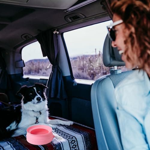 SLSON Non Spill Dog Water Bowl for Car Collapsible Dog Travel Bowl Integrated Molding Portable Pet Drinking Bowl for Road Trip (Peach Pink) — view 6