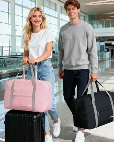 WANDF for New Ryanair Cabin Bags 40x30x20 Underseat Travel Bag Carry On Hand Luggage Water-Resistant Holdall Overnight Weekend Bag for Women Men (Pink) — view 6