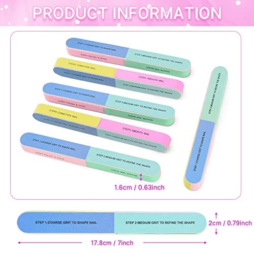 HUIANER 12PCS Nail Files and Buffer Block, Six-Sided Emery Boards 7-in-1 Nail Buffer Manicure Tool for Home or Professional Manicure Tools — view 3