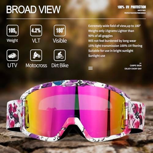 SPOSUNE Ski & Snow Goggles - Windproof, Anti-Fog, UV Protection for Men & Women | Dirt Bike, Motorcycle, ATV, Off-Road, OTG — view 3
