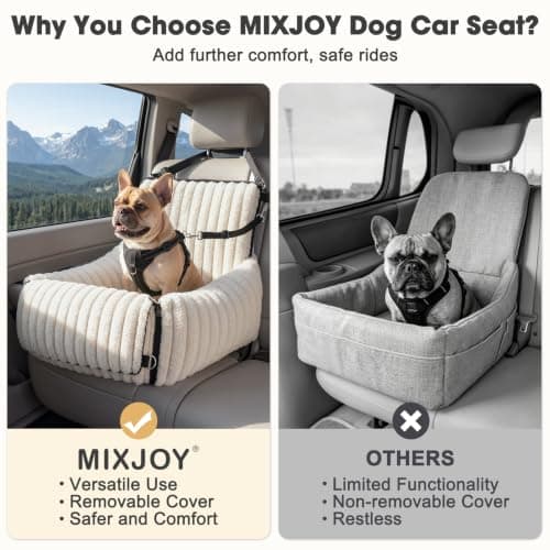 MIXJOY Dog Car Seat Travel Bed-Dog Booster Seats, 20cm High Pet Car Seat with Thick Memory Foam for 40Lbs Dogs & Cats, Waterproof Dogs Bed for Front/Back Seat of Cars, Indoors/Outdoor Handbag(Beige) — view 5