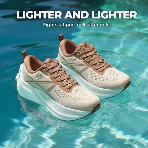 ALLSWIFIT Women's Road Running Shoes Walking Sneakers,Beige/Khaki,6 — view 4