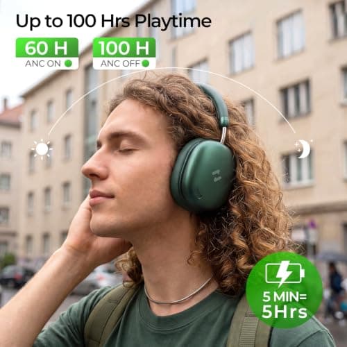 havit H670BT Adaptive Active Noise Cancelling Headphones (Green) — view 3
