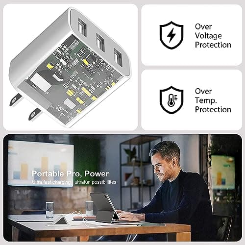 USB C Fast Charger Multiple - 100W 6 Ports USB C Phone Jack, Multi-Power Adapter Type C for iPhone 16 15 14 13 12 11 Pro Max X XS XR 8 7 6S Plus Mini SE, Samsung Galaxy Lime — view 3
