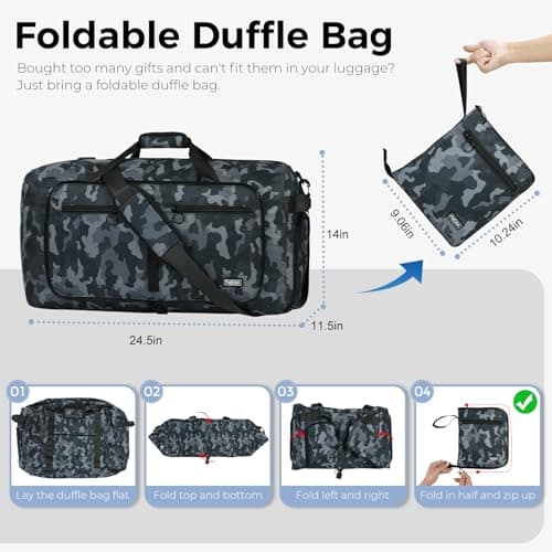 Fmeida 65L Foldable Travel Duffle Bag Waterproof Holdall Luggage Bags — view 3