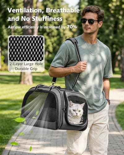 pecute Cat Carrier Stable, Large Space, Pet Carrier Bubble Window,Grey — view 6