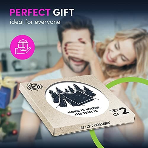 2 x Eco Boxed Cork Coasters - Camping Tent Forest Holiday Camp Drink Cup Mug Glass Table Mat #14729 — view 5