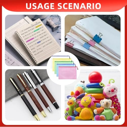 5-Pack A5 Document Wallets with Thickened Grid Zippers, Waterproof PVC Folders for Office, School, and Travel Organization - Assorted Colors — view 5