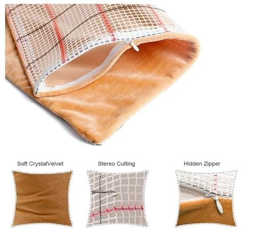 Henypt Latch Hook Cushion Kits Stream Trees and Cabin Pillow Case Rug Cover Beginner DIY Needlework Embroidery Kit Latch Hook Kits Pillow 43x43cm — view 3