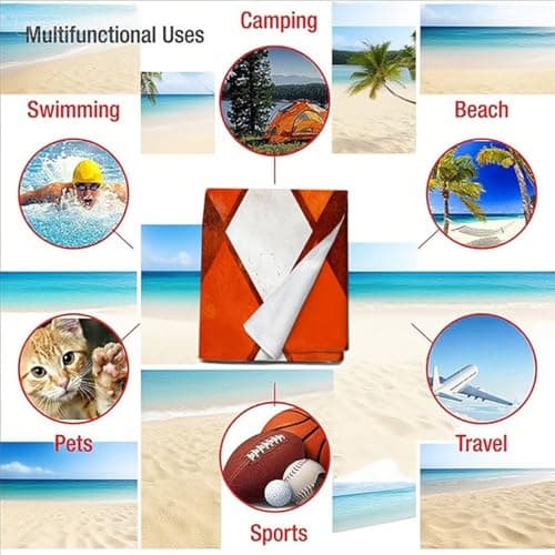 Beach Towels For Adults Large 36 x 80in Reddish Brown Girl Lightweight Microfibre Beach Towel Simplicity With Portable Pouch, Sand Free Absorbent Quick Dry for Pool, Gym, Travel Summer SYL7 E-S — view 6