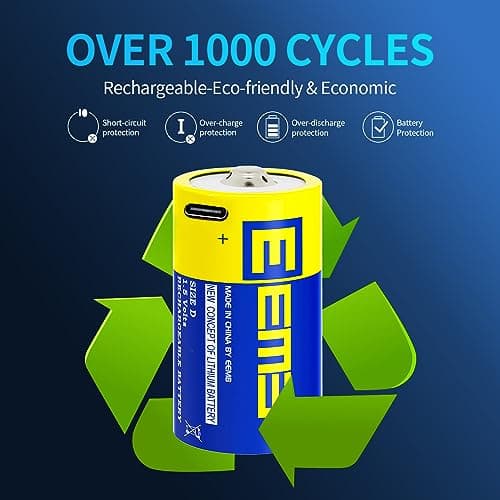 EEMB D 1.5V Rechargeable Battery,5550mWh,USB C,2 Pack — view 6