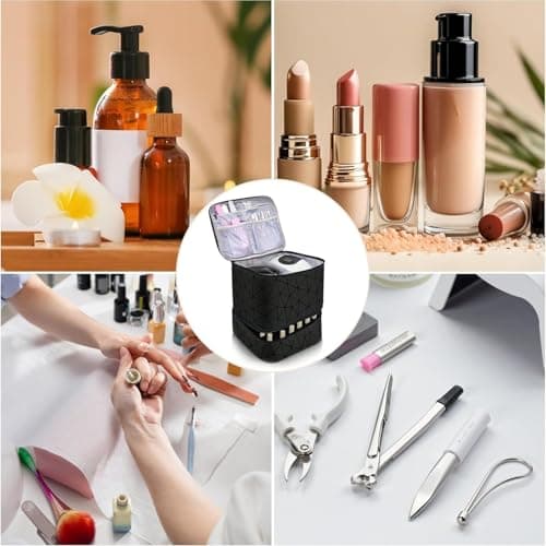 Dexpally Nail Polish Storage Nail Case Double Layer Portable Nail Polish Organiser Nail Polish Bag for 30 Bottles (Black 2) — view 6
