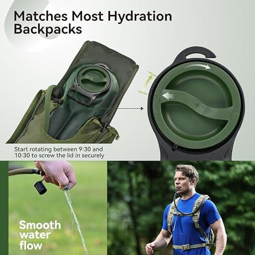 MARCHWAY 2L/2.5L/3L TPU Hydration Bladder, Ultra Durable Water Reservoir Bag with Insulated Tube for Hydration Pack for Cycling, Hiking, Running, Climbing, Biking (2.5L Green 85oz) — view 5