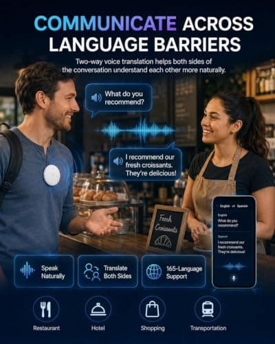 Wearable AI Translator Device, Language Translator Device (Black) — view 2