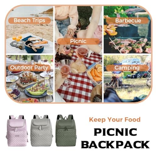 AUXDIQ 18L Insulated Cooler Backpack Leak-Proof Lunch Bag Insulated Picnic Backpack (Green) — view 6