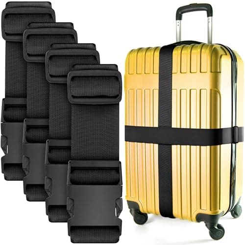 Luggage Straps for Suitcase - Black, 1.9m x 5cm, 20 Pack - Strap for Suitcases - TSA Approved by BlueCosto