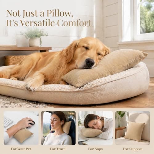 PLUSHCEWT Mini pillows for sleeping 11" x 7" Small Travel Pillow Tiny Cotton Pillows for Adult Kids Pets Dogs Neck Wrist Lumbar and Knee Machine Washable (Orange) — view 3