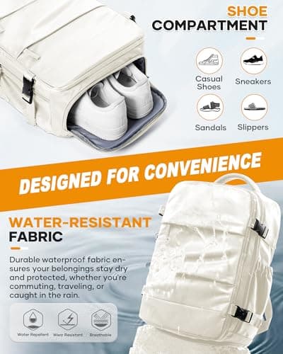 HPLQQ Vacuum Backpack Travel Bag with Pump, Travel Backpack Underseat Cabin Size Rucksack for Easyjet, Carry On Hand Luggage Casual Daypack School Bag 15.6 Inch School Laptop Backpack,O-Off-white — view 5