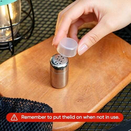 2 Pack Travel Salt and Pepper Shakers Set, Stainless Steel Spice Shakers — view 6
