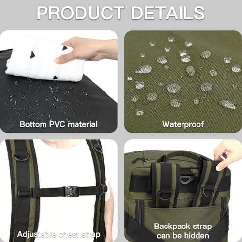 TUGUAN 100L Extra Large Duffle Bag for Travel Heavy Duty Duffel Holdall Backpack with Back Straps 30'' XL Big Weekend Overnight Bag for Camping Gym Sports Equipment Gear for Men Women, Green — view 6