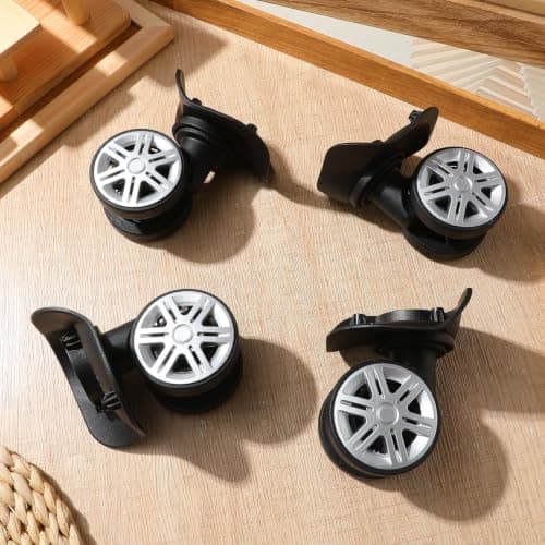 4 Pcs Universal Luggage Replacement Wheels for Suitcases, Black ABS — view 4