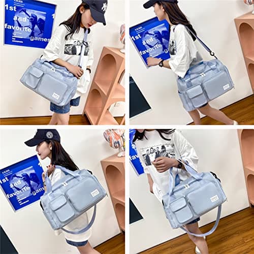 Sky Blue Women's Gym & Travel Duffle Bag - Carry On Weekender with Shoe Compartment — view 2