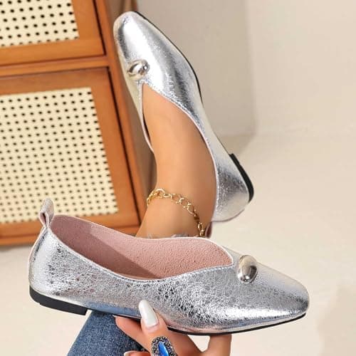 Generisch Women's Slippers, Casual Shoes, Comfortable Flat Low Shoes, Breathable Lightweight Everyday Hiking Shoes for Women, silver, 4 UK — view 4
