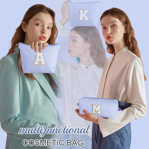 Parima Birthday Gifts for Women Teen Girls - Birthday Gifts Idea for Friend Female | Cute Blue Makeup Bag Pouch Cosmetic Bags Travel Toiletry Bag for Her Mom Girlfriend Wife Bridesmaid Teenage Girl — view 2
