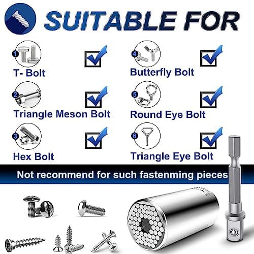 Lpluziyyds Universal Socket Set, Multi-Function Universal Socket Tool with Drill Adapter Unscrew Any Bolt Gifts for Dad, Husband, Boyfriend, Men, Fathers' Day Present — view 2