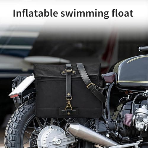Vintage Oil-Waxed Canvas Motorcycle Saddlebag - Heavy Duty Side Bag & Pannier | Retro Tool & Messenger Bag for Bikers | Waterproof Storage for Road Trips, Camping & Commuting — view 3