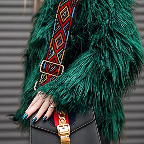 Wide Shoulder Bag Strap, Adjustable Replacement Handbag Straps Crossbody Bag Straps Purse Straps Canvas Bag Strap with Metal Swivel Hooks (Colorful) — view 6