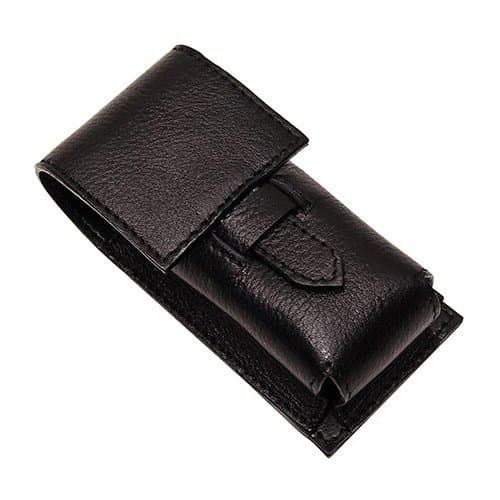 Parker Safety Razor Genuine Leather Travel Shave Brush Case (Black) — view 4