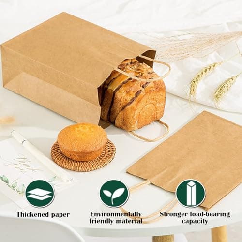 SHUBEIEUMI 10Pcs Kraft Paper Bags with Handles-Brown — view 5
