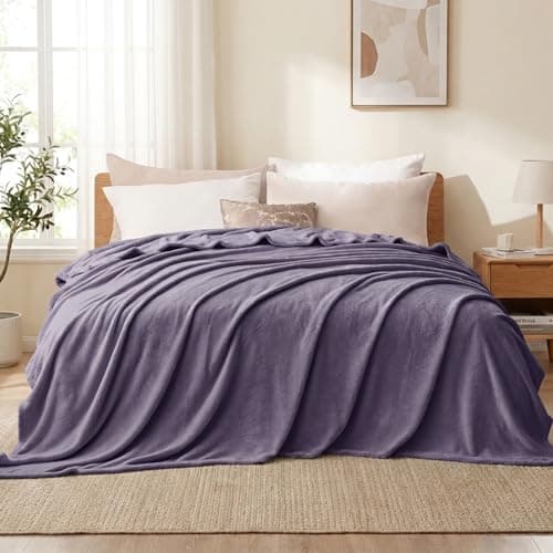 Aisbo Lavender Throws Blanket for Sofas - Bed Throw King Size Fluffy Purple Blanket Fleece, Warm Soft Flannel Blanket for Couch, 200x240cm — view 2