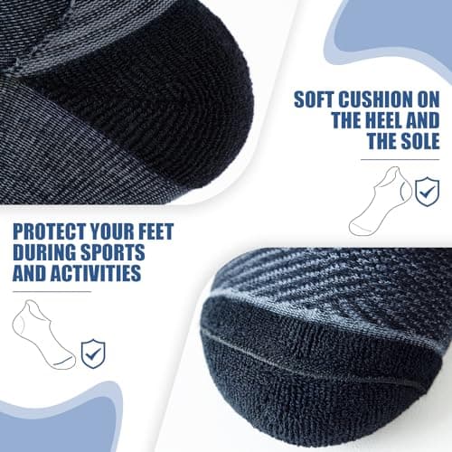 Niofind Mens Trainer Socks, Cotton Ankle Socks for Men Women, Breathable Sports Socks for Running, Walking, Gym, Multipack (6 Pairs), 9-11, Black — view 6