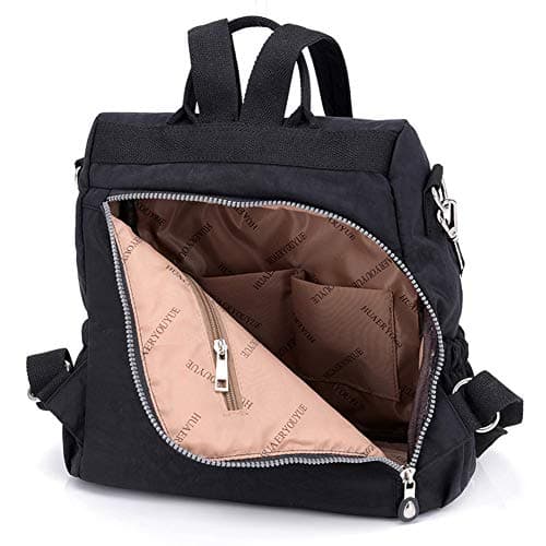 Estwell Women Backpack Ladies Rucksack Handbag Anti-theft Waterproof Nylon School Bag Travel Casual Daypack Fashion Shoulder Bag, Black — view 4