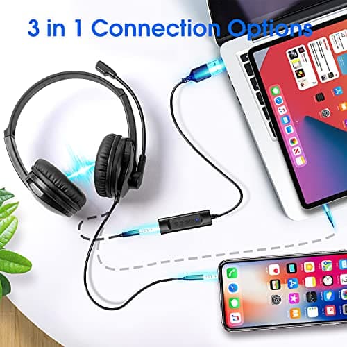 Venker EL U17D 3m Length Noise Cancelling Headset - Stereo Headphone for PC, Laptop USB/3.5mm, Multi-Use Earphone for Call Center (Pack of 2) — view 4